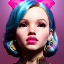 Dove Cameron's highly detailed beautiful face, meticulously detailed multi-hued hair; Happy Meal, cheeseburger, fries, cyberpunk, digital painting, artstation, smooth, sharp focus, flowing, illustration, art by Lisa Frank, artgerm, Greg Rutkowski, Alphonse Mucha and William-Adolphe Bouguereau, cyberpunk, Unreal Engine 5