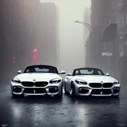 singular 2022 BMW Z4 in the rain in a big city