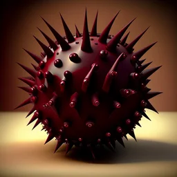 burgundy ball with big spikes and bones