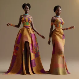 kente african bride model, full body, cinema 4d, octane render, high detail