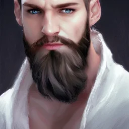 a _ fantasy _ style _ portrait _ painting _ of white male black hair short head stoic braided beard round face rpg dnd oil _ painting _ unreal _ 5 _ daz. _ rpg _ portrait _ extremely _ detailed _ artgerm _ greg _ rutkowski _ greg