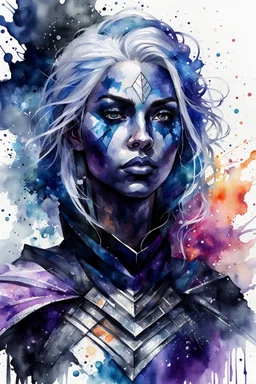 highly detailed, watercolor concept illustration of a female Drow seeress character , maximalist, sharp focus, highest resolution, in the style of Agnes Cecile, 8k, coarse, gritty textures