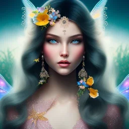 bright fairy, beautiful portrait,long hair, flowers