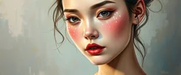 grand master oil painting of ai with innocence makeup