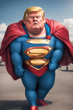 fat superman with donald trump's head