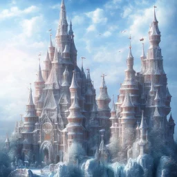 bright transparent, crystal ice castle