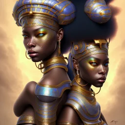 sango fantasy, fantasy magic, intricate, sharp focus, illustration, highly detailed, digital painting, concept art, matte, masterpiece head sexy view black African beauty black afro hair space lady silver lizard head Egyptian princess