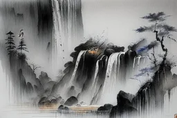 Waterfall, chinese ink painting