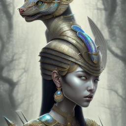 sango fantasy, fantasy magic, intricate, sharp focus, illustration, highly detailed, digital painting, concept art, matte, masterpiece head sexy Asian beauty black hair space lady silver tiger head Egyptian princess pyramid