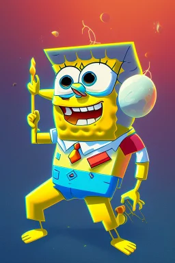 Make me a pfp of a chilled and laid back pixeled SpongeBob