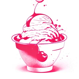 flat color poster of an ice cream with a cherry on top