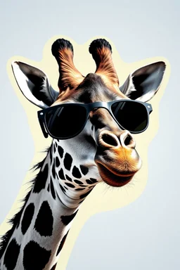 giraffewith sunglasses in the style of warhol