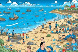 where's Wally but with elon musk si its a where is elon musk game big image beach