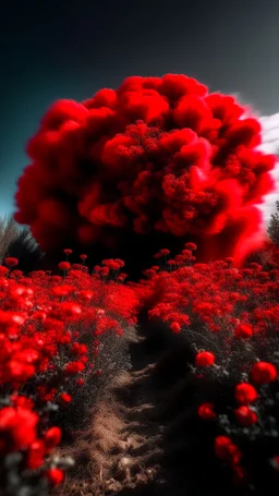 Nuclear blast of red flowers