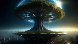 the last tree on earth city of the future year 4222, portal to space, very realistic,