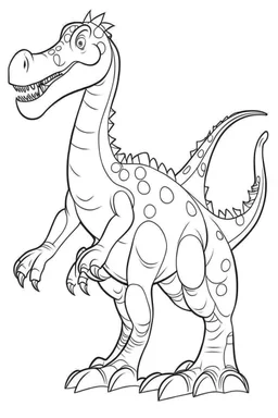 artistic outline for cute coloring page with four legged dinosaur, white background, full body, just use outline, clean line art, white background, no shadows and clear and good for 5 years old kids