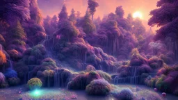 crystal cosmic and galactic ambiance hill sky stairs sunset trees pools river surreal, full of details, smooth, bright sunshine，soft light atmosphere, light effect，vaporwave colorful, concept art, smooth, extremely sharp detail, finely tuned detail, ultra high definition, 8 k, unreal engine 5, ultra sharp focus