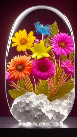 Surreal Waiizii Flower under a glass sculpture unbrella, Art by Joshy Sly,