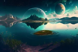 epic, cosmos, persons, big epic lake, planet, vegetation, hd