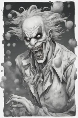 A portrait of a zombie clown in manga style