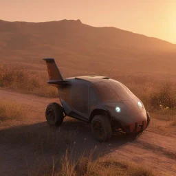 Ole Flying car in sundown