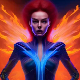 Dark Phoenix, X-Men , Jean Gray. hyperfantastic,hyperscifi,unreal engine 5.best colours,deep purple . fire theme .blue neon smoke.cinamatic,full cinematic lights.beautiful body details,beautiful face details,8k,hyperdetails.by alan parker,ann dittman