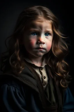 portrait of a handsome 0 year old highlander with long hair, earthbound but directed towards the future