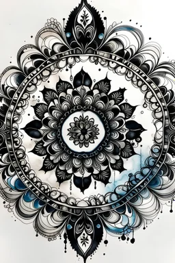 The mandala is black. watercolor drawing