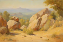 sunny day, rocks, mountains, vegetations, friedrich eckenfelder, and henry luyten impressionism paintings