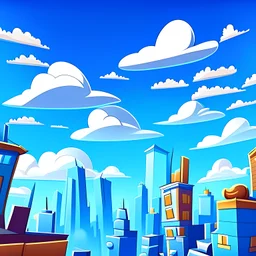 cartoon city blue sky background