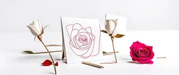 photo of five white postcards on a white background image with rose and gold petals