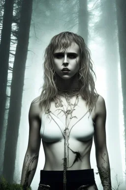 Danish singer MØ, epic darkness, forest