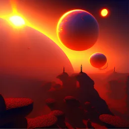 twin sunset on an alien world