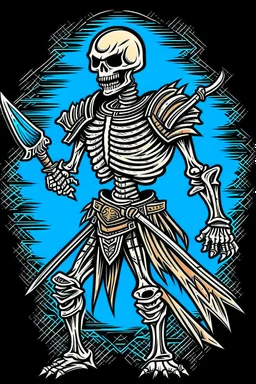 skeleton warrior, comic style