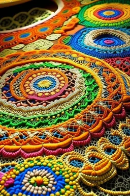 Paraguayan lace; intricately detailed; colorful; beautiful