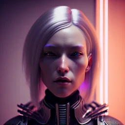 American Woman, silver hair, samurai, cyberpunk, neon, highly detailed, art stations, concept art, smooth, unreal engine 5, god rays, ray tracing, RTX, lumen lighting, ultra detail, volumetric lighting, 3d, finely drawn, high definition, high resolution, gradient background