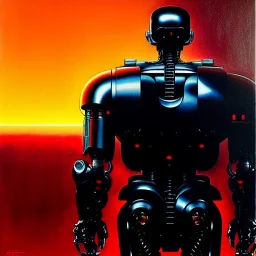 Drawing of 'Terminator T-800 Endoskeleton' painting by gaston bussiere, greg rutkowski, yoji shinkawa, yoshitaka amano, tsutomu nihei, donato giancola, tim hildebrandt,KyuYong Eom,Ren Wei Pan Oil on canvas, cinematic composition, extreme detail,fit full head inside picture,16k