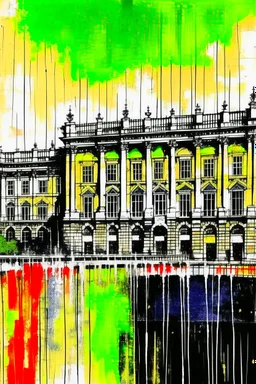 Buckingham palace in the style of john piper