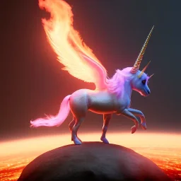 CM küre içinde fantastik unicorn ateşli kanatları olan