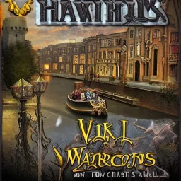 A canal city of wizards, witches and warlocks with a castle Nick Harris style