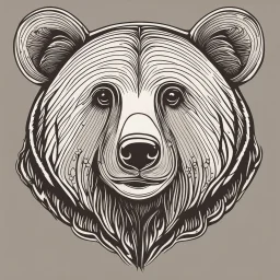 funny bear head from profile, outlined 70's cartoon style, monochromatic letterpress technique