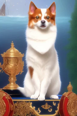 1990 dog show realistic 4k photo with a cat that has half a body of a blue ocean whale winning first prize