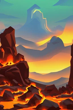 an simple inferno landscape with rocks