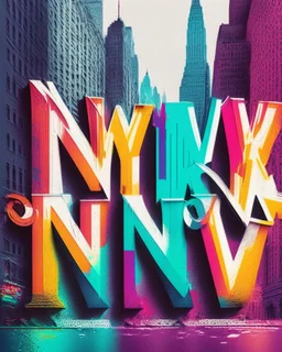 Writing New York in colour text