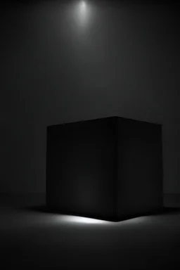 A mockup of a box, rectangular beam shaped, dark background, dark setting, semi dark studio