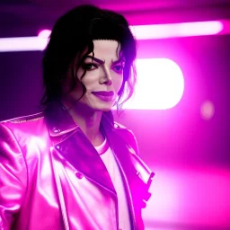 Michael Jackson,purple light effect, closed eyes, rtx, reflection, 8k, glow, winning photography, caustics