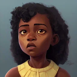 Portrait of a beautiful dark skinned little girl witch with dark curly hair by Jim Kay