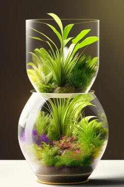 a glass jar terrarium filled with plants,concept art, digital art, sharp focus, trending on art station, illustration,digital painting ,