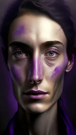 human portrait ultra realistic, purple colors