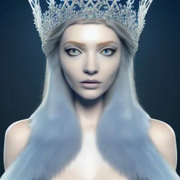 portrait of the most incredible, stunning, beautiful ice queen goddess, intricate crystal ice crown, detailed fur on shoulders, iridescent gown, 8k resolution, high-quality, fine-detail, elaborate, digital art, detailed matte, volumetric lighting, beautiful, illustration, 3D octane render, brian froud, howard lyon, selina french, anna dittmann, annie stokes, lisa parker, greg rutowski,